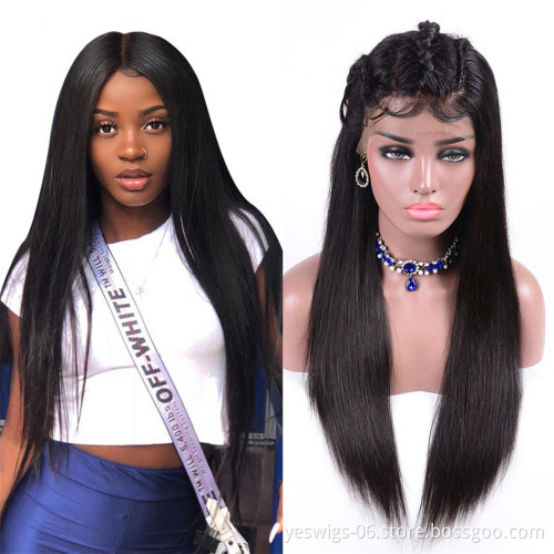 Italian Yaki Straight Virgin Lace Front Wig Human Hair Top Quality 8A 9A 10A Cuticle Aligned Peruvian Human Hair Front Lace Wig